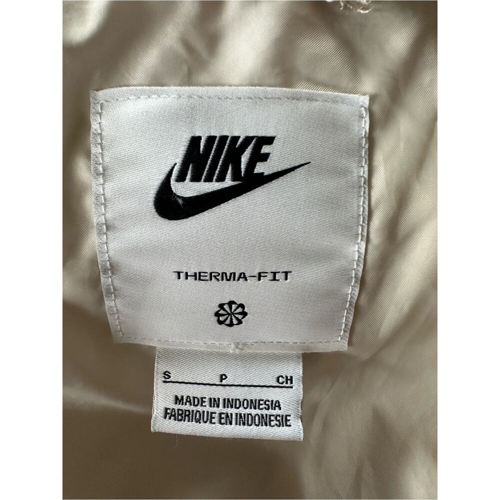 Nike Therma-fit Cropped Hooded Cream Puffer Jacket Sz S - Picture 5 of 9